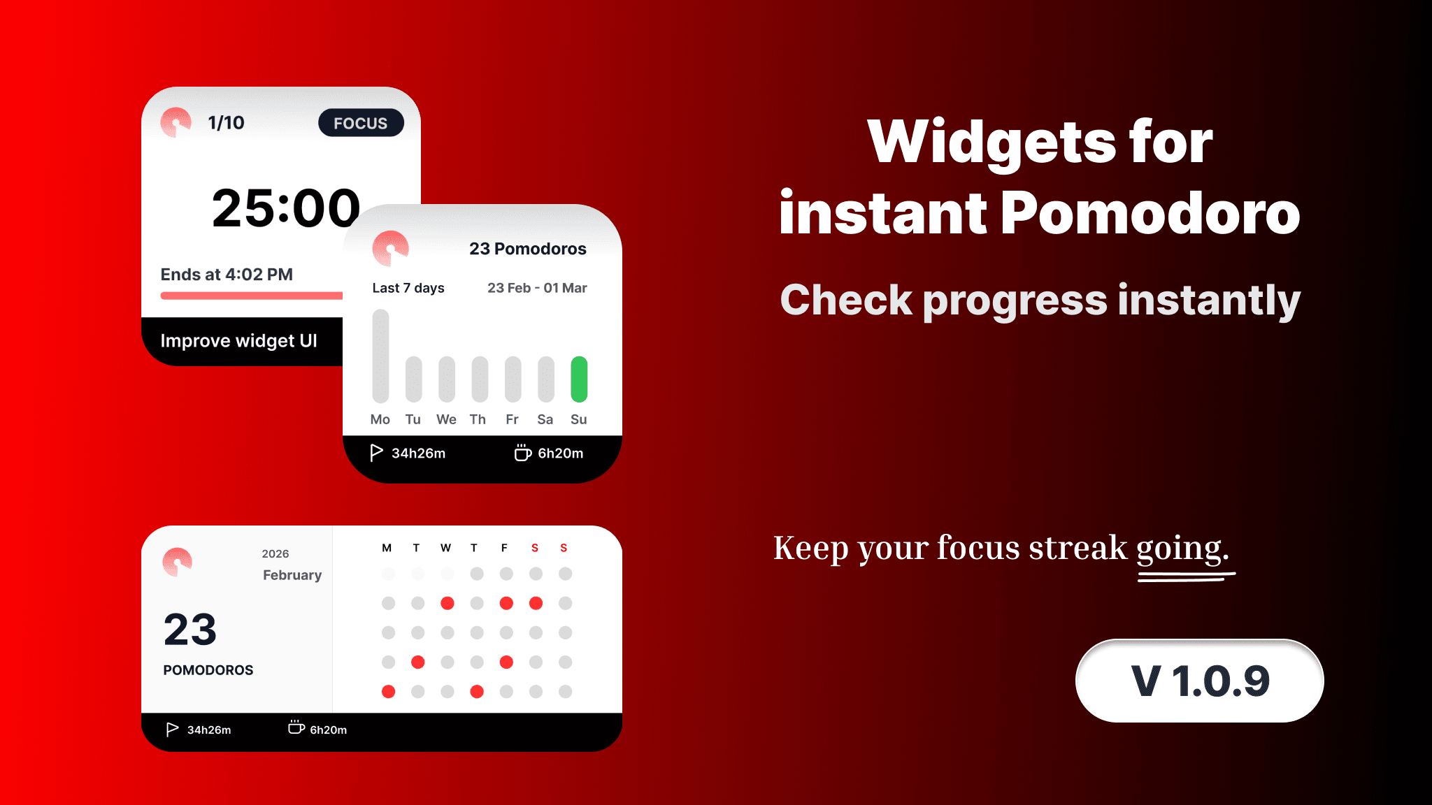 Widgets for Instant Pomodoro